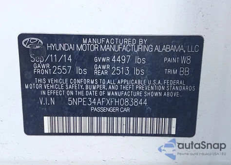 2015 Hyundai Sonata Sport from USA, damaged, VIN 5NPE34AFXFH083844